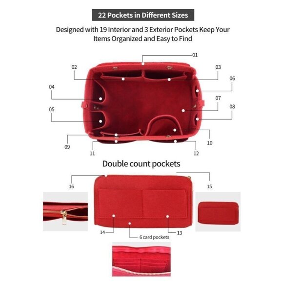 Purse Organizer Insert  Neverful GM for Louis Vuitton bags / Speedy 35 - Picture 6 of 10